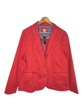 LL Bean Womens Pink Cotton Stretch Classic Single Breasted Twill Blazer XL